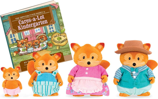 Li'l Woodzeez 6483 Acces Battat Li’l Woodzeez – Família Tippytail Fox – Conjunto de 5 peças com estatuetas em miniatura e livro de histórias – Brinquedos e acessórios de animais para crianças a partir de 3 anos