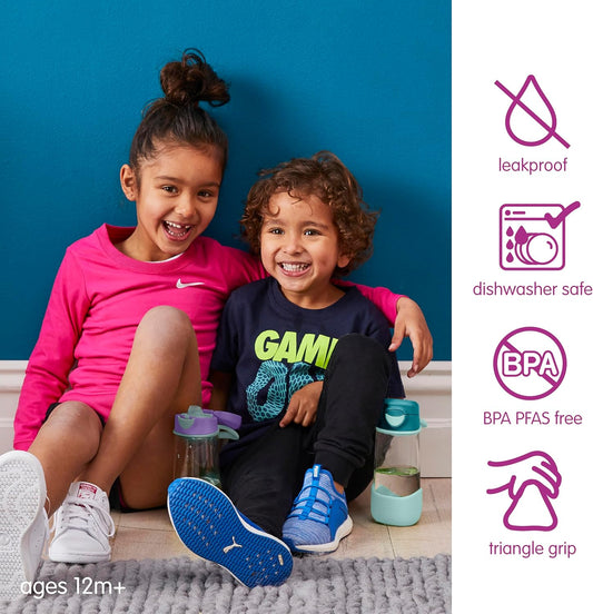 b.box Garrafa de água e bebidas Sport Spout | Garrafa com fácil aderência e tampa à prova de vazamentos | Design moderno e divertido para crianças, incline e beba | 450ml/15