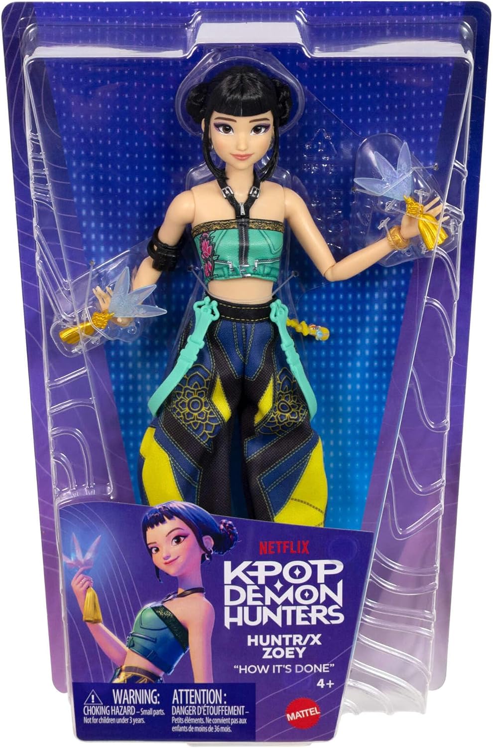 Mattel Boneca Fashion KPop Demon Hunters HUNTR/X Zoey | Com o visual da performance "How It’s Done" e acessório Spirit Blades, inspirada no filme, JRN37