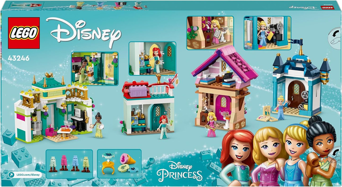 LEGO ǀ Disney Princess: Aventura en el Mercado de las Princesas Disney, Juguete para construir para niños pequeños, niñas y niños con minimuñecas de Tiana, Aurora, Ariel y Cenicienta y 4 casas, Idea de regalo imaginativa 43246