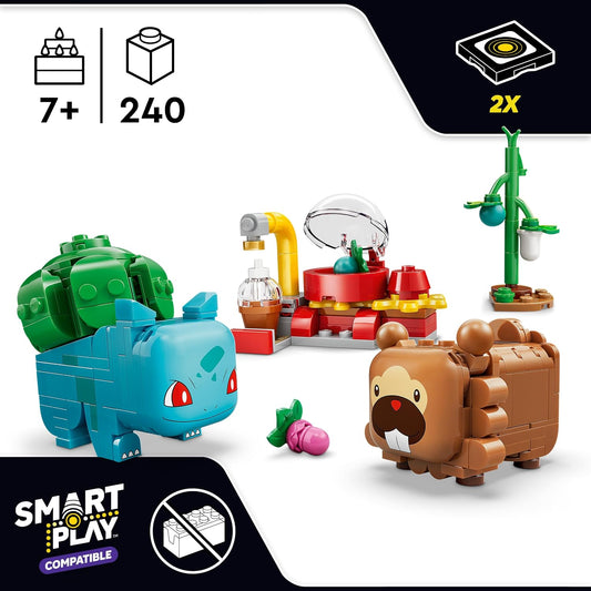 LEGO Pokémon SMART Play: Festa das Frutas com Bulbasaur e Bidoof – Conjunto de Brinquedo Interativo Compatível, Inclui 2 Etiquetas SMART e 2 Pokémon – Ideia de Presente para Meninos e Meninas a partir de 7 Anos – 72155