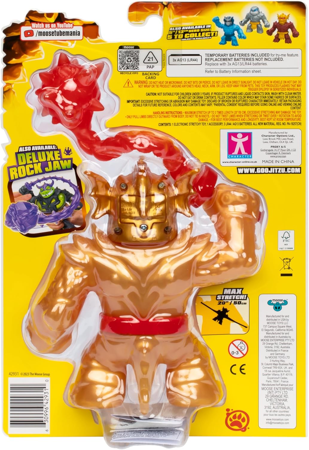 Heróis de Goo Jit Zu Stretch Strikers Deluxe Hero Pack Blazagon, Figura de Ação Elástica com Mais de 20 Sons de Batalha Incríveis