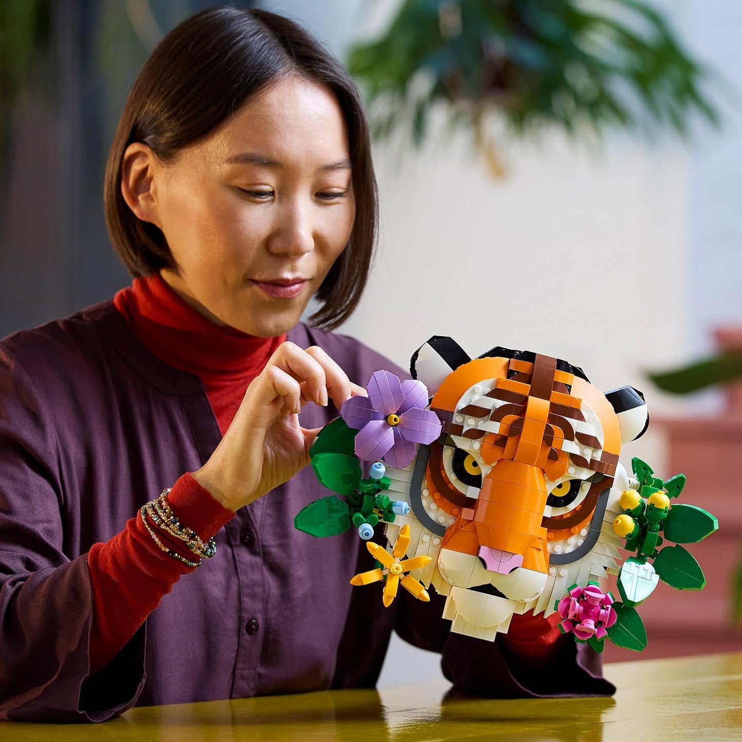 LEGO Art The Fauna Collection - Tigre - Pintura de animal 3D montável com flores decorativas da Botanicals - Conjunto de decoração faça você mesmo para casa ou escritório para adultos - Ideia criativa para presente - 31217