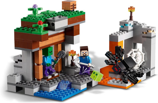 LEGO Minecraft The Abandoned Mine Building Toy, Zombie Cave with Slime, Steve & Spider Figures, ideia de presente para crianças, meninos e meninas de 7 anos ou mais