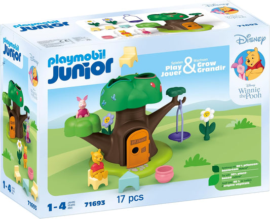 Playmobil 71694 JUNIOR e Disney: Winnie's & Tigger's Bee Garden, Winnie-the-Pooh, feito com mais de 90% de plástico à base de plantas, brinquedo para presente e encenação imaginativa