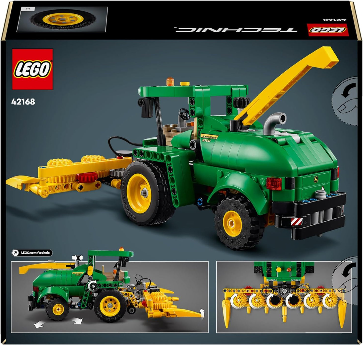 LEGO Colheitadeira de forragem Technic John Deere 9700, brinquedo de trator para crianças, conjunto de fazenda, kit de construção de modelo de veículo com funções realistas para brincadeiras imaginativas, presente para meninos
