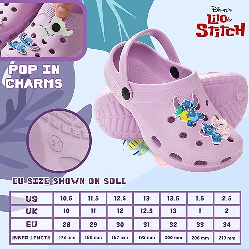 Disney Tamancos Girls com pingentes de borracha removíveis - Presentes para meninas