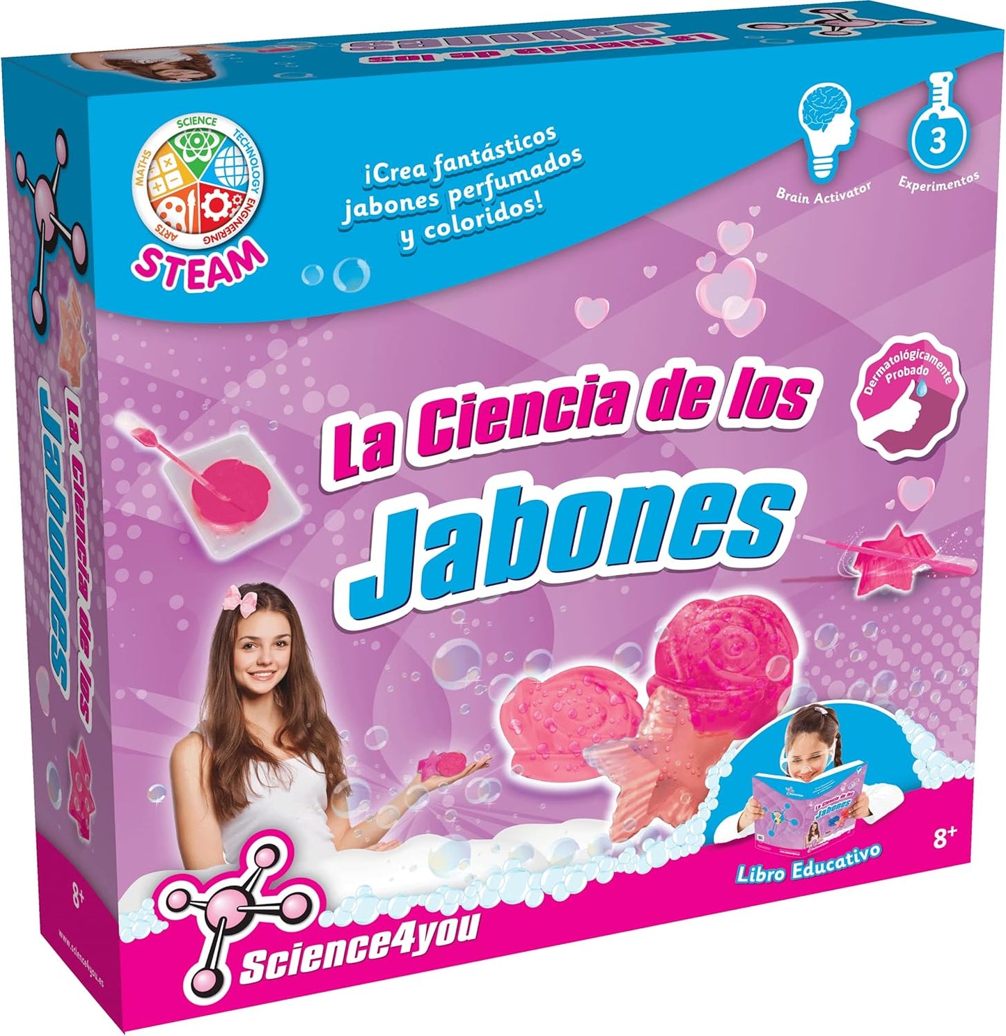 Science4you Kit Make Glosses, Kit de batom e gloss labial, Science4you Kit para fazer sabão, Kit de sabão 4 experimentos, Science4you The Science of Soaps Versão em espanhol Sem ingredientes, Science Soaps ES