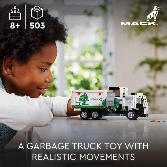 LEGO Technic Camión de Basura Eléctrico Mack LR, Juguete para Niños y Niñas a Partir de 8 Años, Camión Volquete con Características Realistas, Idea de Regalo para Vehículo 42167
