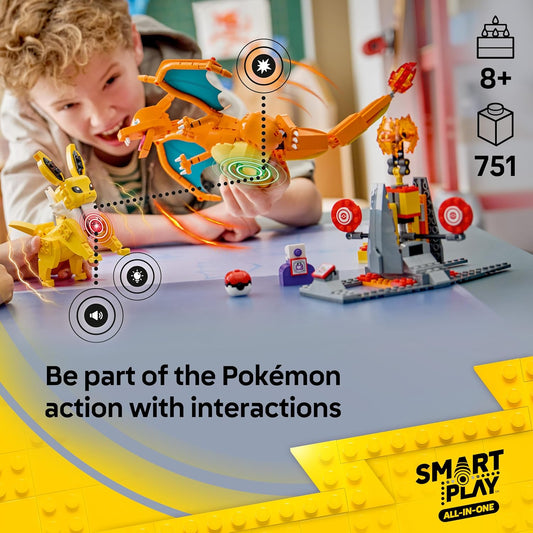 LEGO Pokémon SMART Play: Batalha Suprema Charizard vs. Jolteon – Conjunto de Brinquedo Interativo Completo (Inclui 2 Blocos SMART, 4 Tags, 2 Figuras e Carregador) – Ideia de Presente para Meninos e Meninas a partir de 8 Anos – 72167
