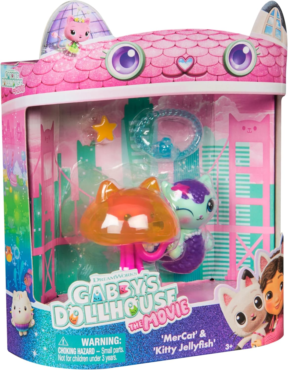 Gabby's Dollhouse: O Filme, MerCat e Kitty Jellyfish, Figuras de Brinquedo com 2 Acessórios, Brinquedos Infantis para Meninas e Meninos a partir de 3 Anos