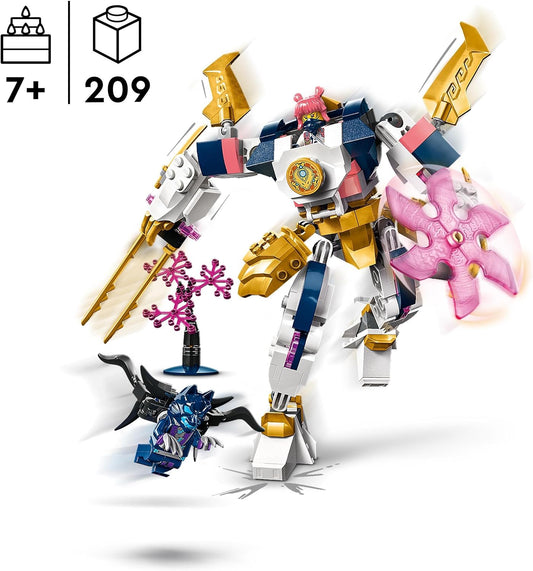 LEGO NINJAGO Sora's Elemental Tech Mech, brinquedo de boneco de ação ninja personalizável para meninos e meninas de 7 anos ou mais, conjunto com minifigura de Katanas e Sora para brincadeira independente, ideia de presente de aniversário 71807