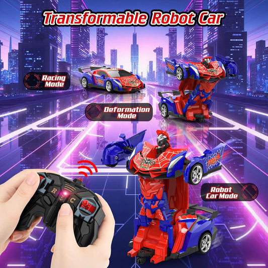Carro Robô Aranha com Controle Remoto, Carro RC Transformável 1:18 2.4GHz, Brinquedo de Corrida para Crianças de 3 a 10 Anos - Presente Ideal para o Natal e Aniversário