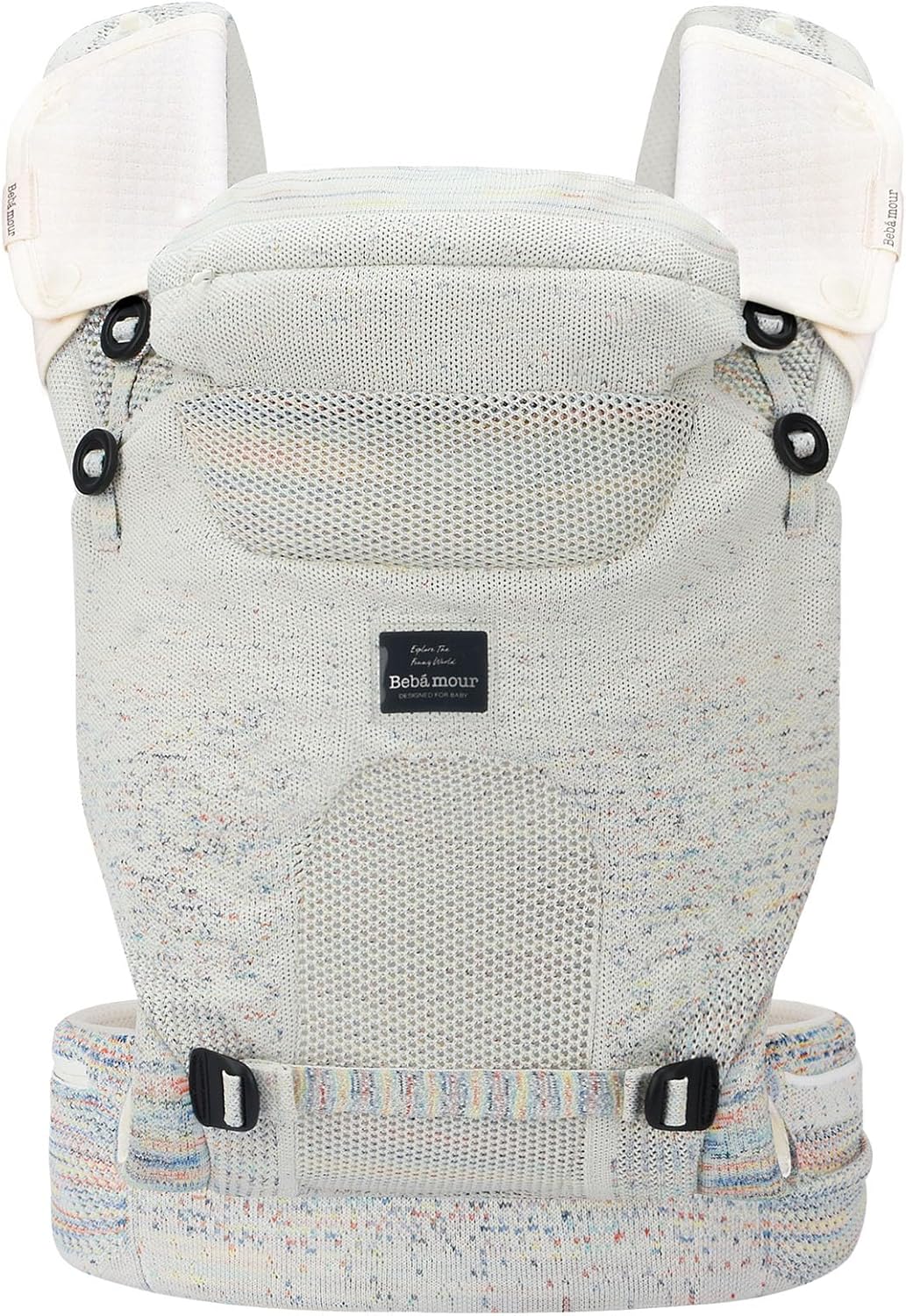 Bebamour Porta-bebês Porta-bebês frontal e traseiro de 4 posições com babadores de 2 ombros, série de malha, branco