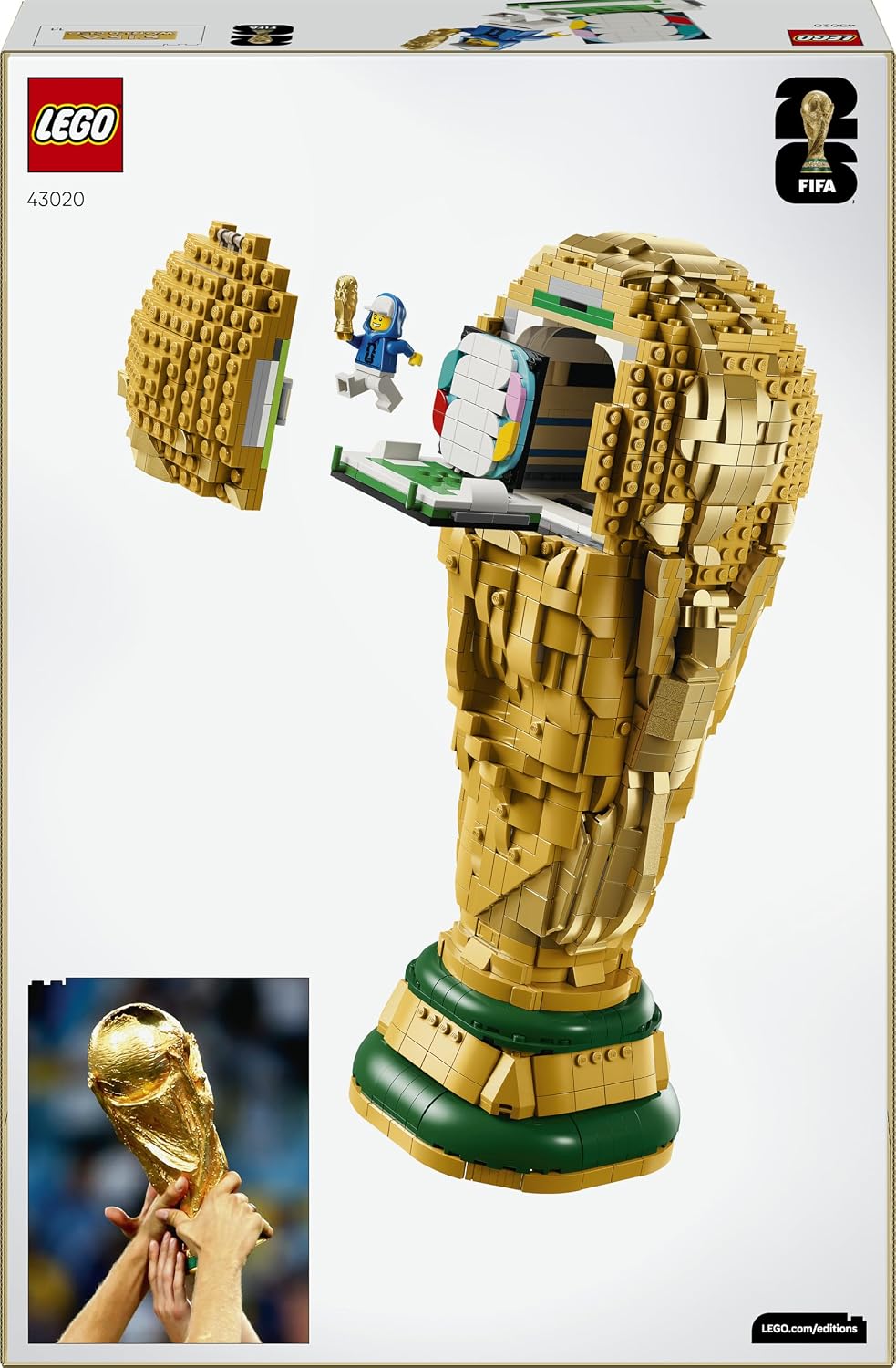 LEGO FIFA World Cup – Réplica do Troféu Oficial – Kit de Modelo 3D para Montar com Minifigura Colecionável – Presente de Futebol para Meninos, Meninas e Adultos Fãs de Esportes (12+ anos) – 43020