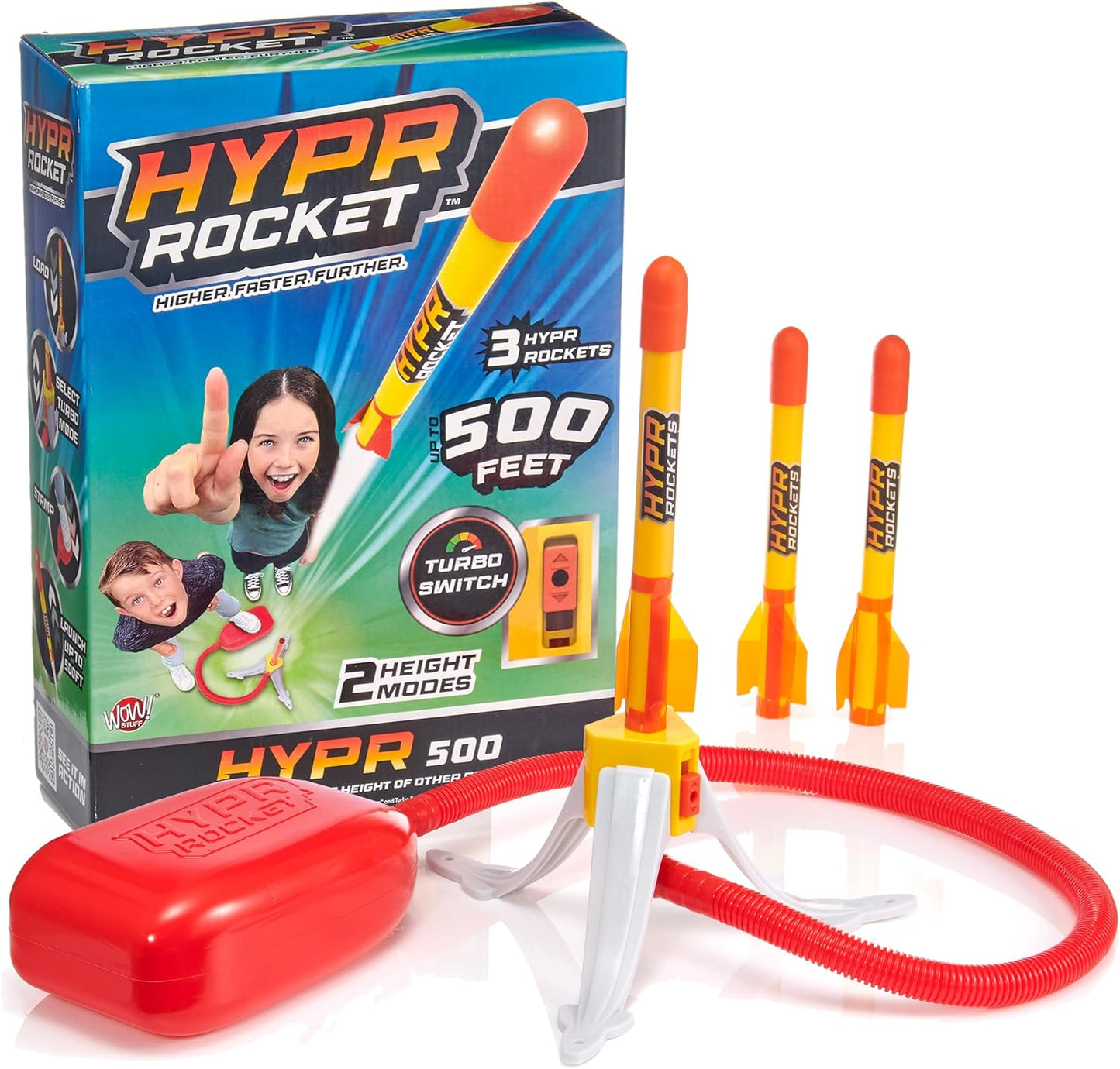 UAU! COISAS - HYPR Rocket 500, o selo voador mais alto para lançar foguetes, voa até 152 metros, 3 foguetes, jardim ou quintal ao ar livre, brinquedos e presentes para crianças, famílias, meninos e meninas