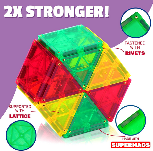 Playmags Conjunto de ladrilhos magnéticos coloridos mais fortes de 38 peças - ladrilhos magnéticos premiados exclusivos para crianças, brinquedos de construção criativos e educativos para crianças - ladrilhos magnéticos aprovados pelo STEM para crianças