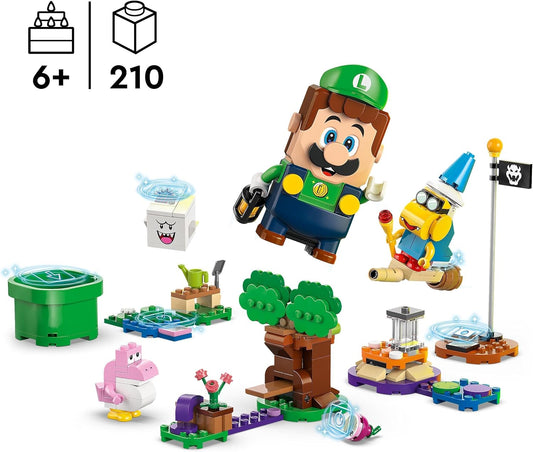 LEGO Super Mario Adventures com brinquedo interativo Luigi, presente Nintendo para meninos, meninas e jogadores com mais de 6 anos, conjunto de jogos de jardim para crianças, com figura rosa do bebê Yoshi