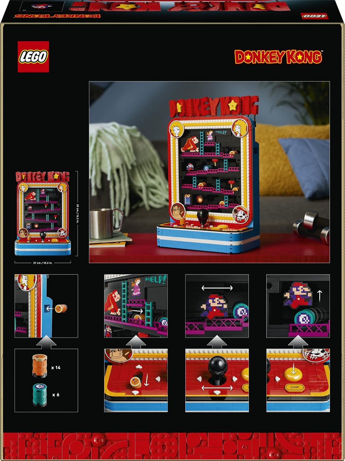LEGO Super Mario Donkey Kong Arcade – Kit de Modelo 3D Interativo para Adultos, inclui Joysticks e Barris para Decoração Retrô – Item Colecionável de Games – Ideia de Presente para Fãs – 72051