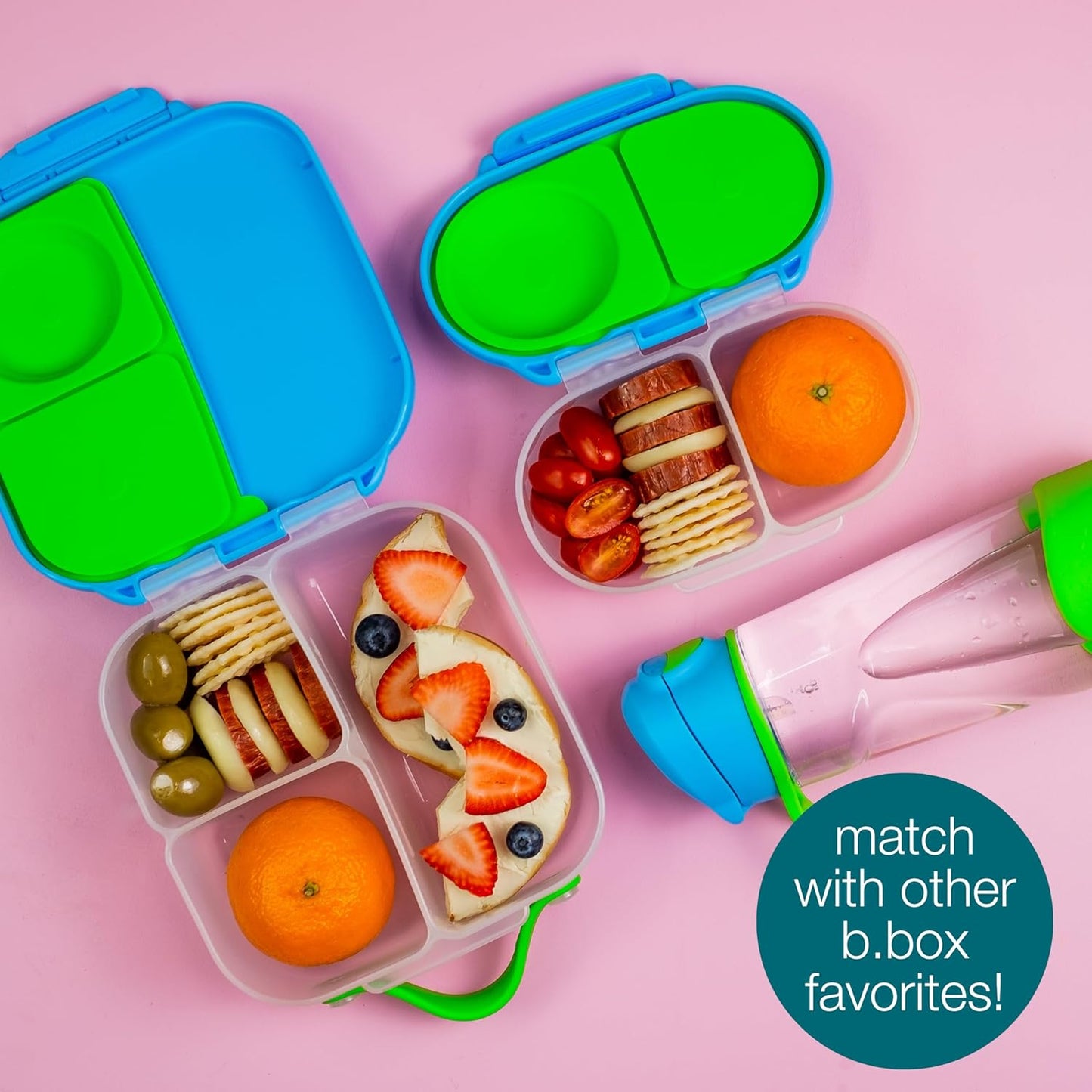 b.box Snackbox | Mini lancheira Bento com 2 compartimentos à prova de vazamentos | Ideal para lanches e refeições infantis | Comporta uma fruta inteira | Livre de BPA