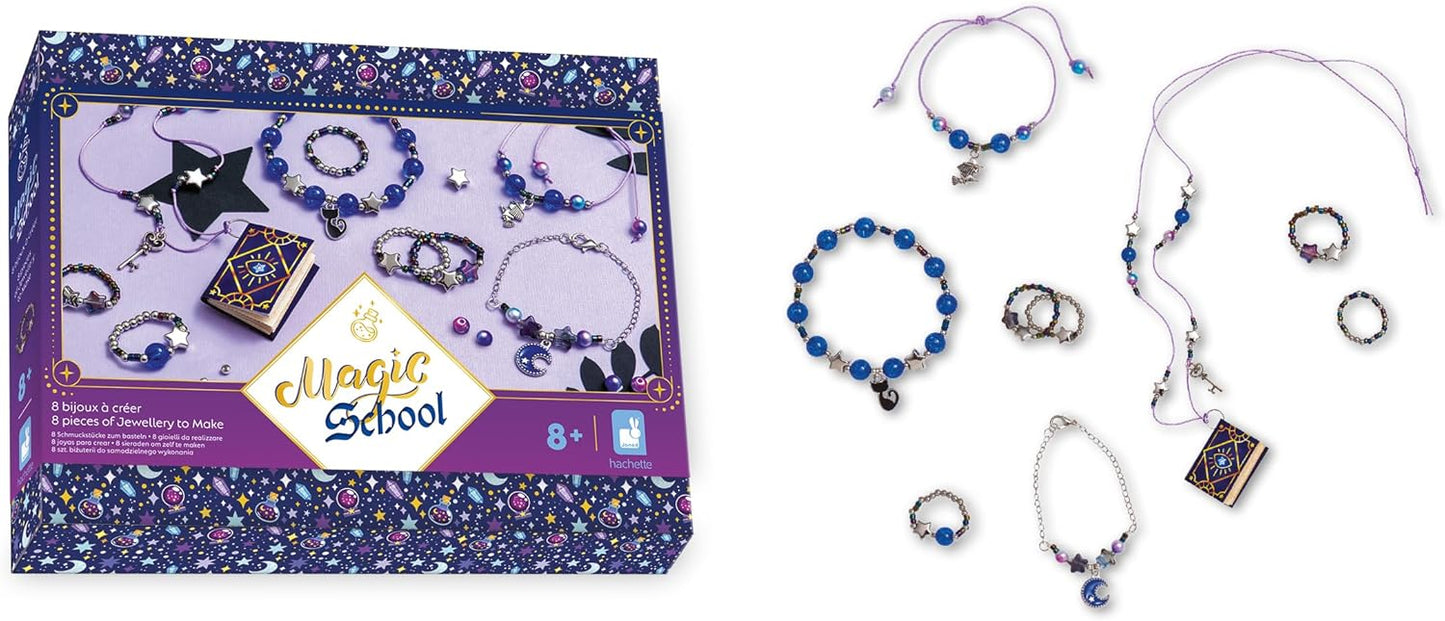 Janod - 8 Joyas para Crear - Temática Brujas y Magos - Escuela de Magia - 8 Joyas para Crear - Kit de Ocio Creativo Infantil - Aprendizaje de la Motricidad Fina y la Concentración - A partir de 8 años