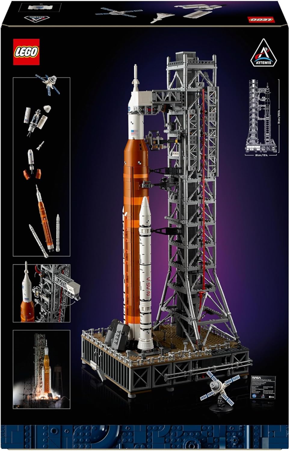 LEGO Conjunto de sistema de lançamento espacial Icons NASA Artemis, kit de modelo para adultos construir, inclui uma cápsula Orion e torre de lançamento, decoração de mesa para casa e escritório, presentes para homens, mulheres, ele ou ela
