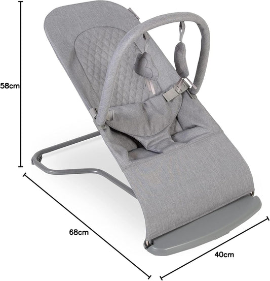 Red Kite Baya Bouncer - Balanço ergonômico auto-saltitante ajustável para bebês com barra de brinquedos (cinza-pomba)