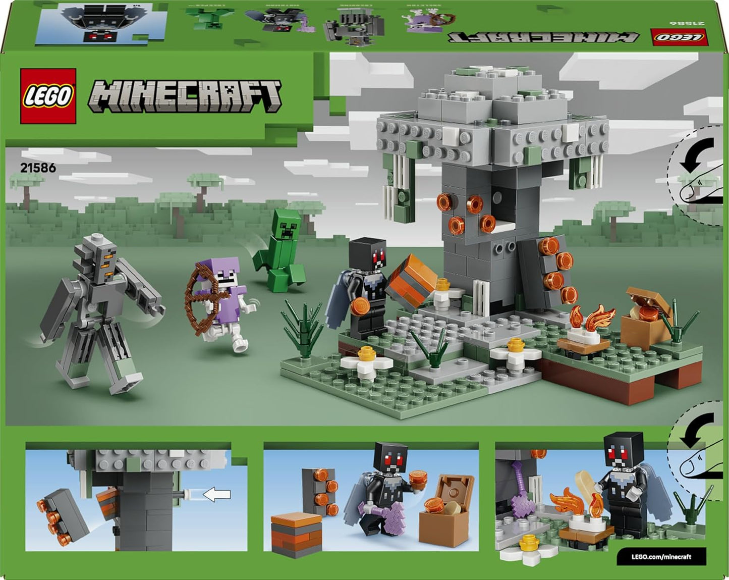 LEGO Minecraft O Jardim Pálido - Brinquedo em Miniatura com Minifigura Rangente e Figuras de Mobs Homem-Mariposa, Creeper e Esqueleto - Presente para Jogadores a partir de 7 Anos - 21586