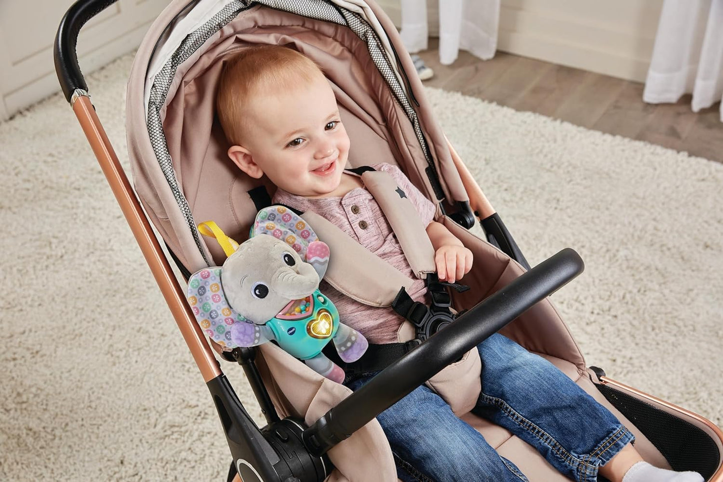VTech Baby Cuddle & Sing Elephant, Juguete Interactivo para Bebé con Luces, Números y Canciones, Sonajeros y Texturas, Regalo para Bebés de 3, 6, 9, 12 Meses+, Versión en Inglés
