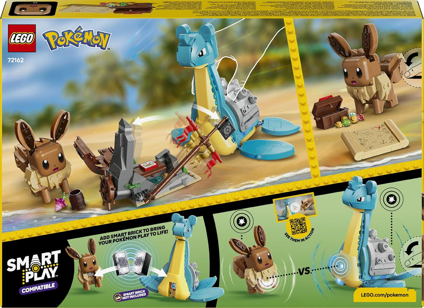 LEGO Pokémon SMART Play: Caça ao Tesouro de Eevee e Lapras – Conjunto de Brinquedo Interativo Compatível, Inclui 3 Etiquetas SMART e 2 Figuras Pokémon – Ideia de Presente para Meninos e Meninas a partir de 8 Anos – 72162