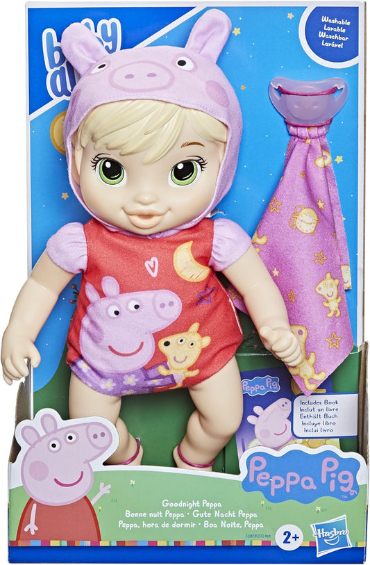 Baby Alive Muñeca Peppa, Buenas Noches, Juguete Peppa Pig, Primera Muñeca, Cuerpo Blando, Para 2 Años, Rubia (F2387)
