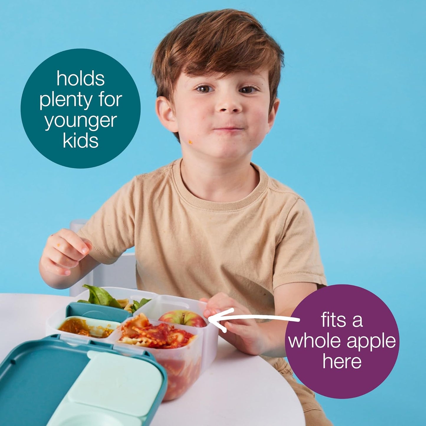 b.box Lancheira Mini | Caixa Bento com 3 Compartimentos (2 à Prova de Vazamentos) | Ideal para Lanches e Lanches de Crianças | Comporta uma Fruta Inteira | Livre de BPA