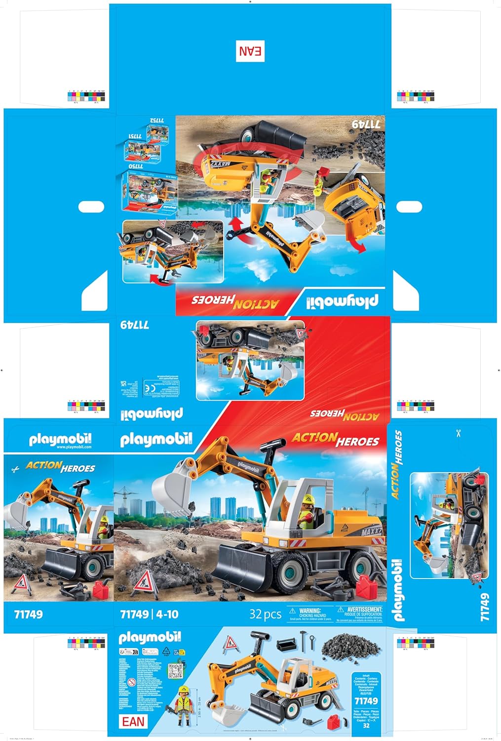 Playmobil | Heróis de Ação | Escavadeira Grande | Brinquedo de Construção para Crianças | Conjunto de Escavadeira | Brinquedo para Crianças a Partir de 4 Anos | 71749