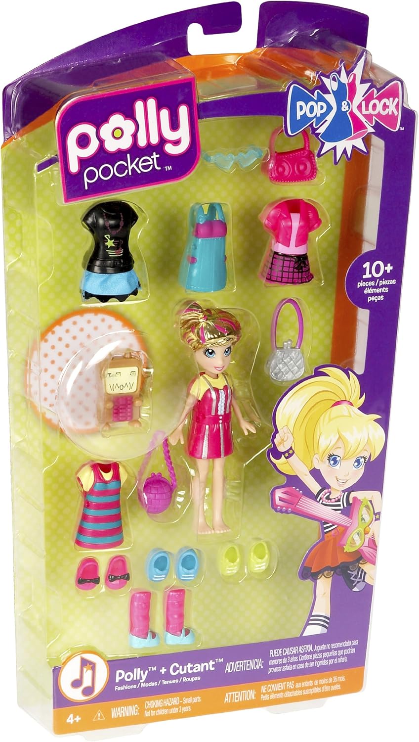 Polly Pocket – T1217 – Conjunto Mini-Poupée e Acessórios Roupa Electropop – Polly + esquilo P