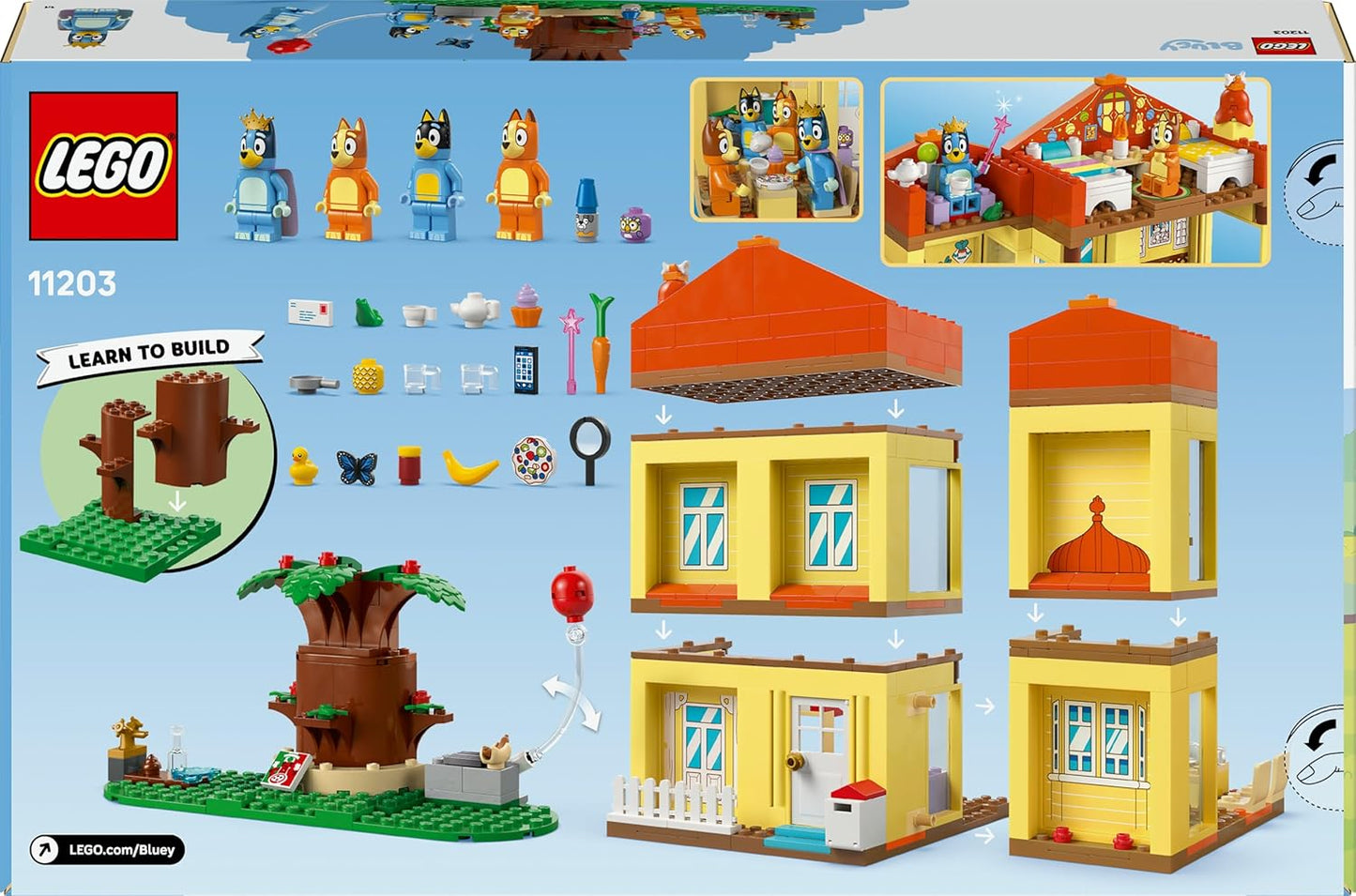 LEGO Bluey: Casa da Família Bluey - Conjunto Modular com Vários Cômodos, um Jardim, 4 Minifiguras e Acessórios Divertidos - Presente de Aniversário para Meninas e Meninos a partir de 4 Anos ou Fãs de Programas de TV - 11203