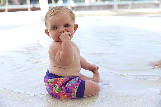 Zoggs Baby Pañal de natación de neopreno reutilizable, rosa/púrpura, 9-12 meses/8-11 lbs