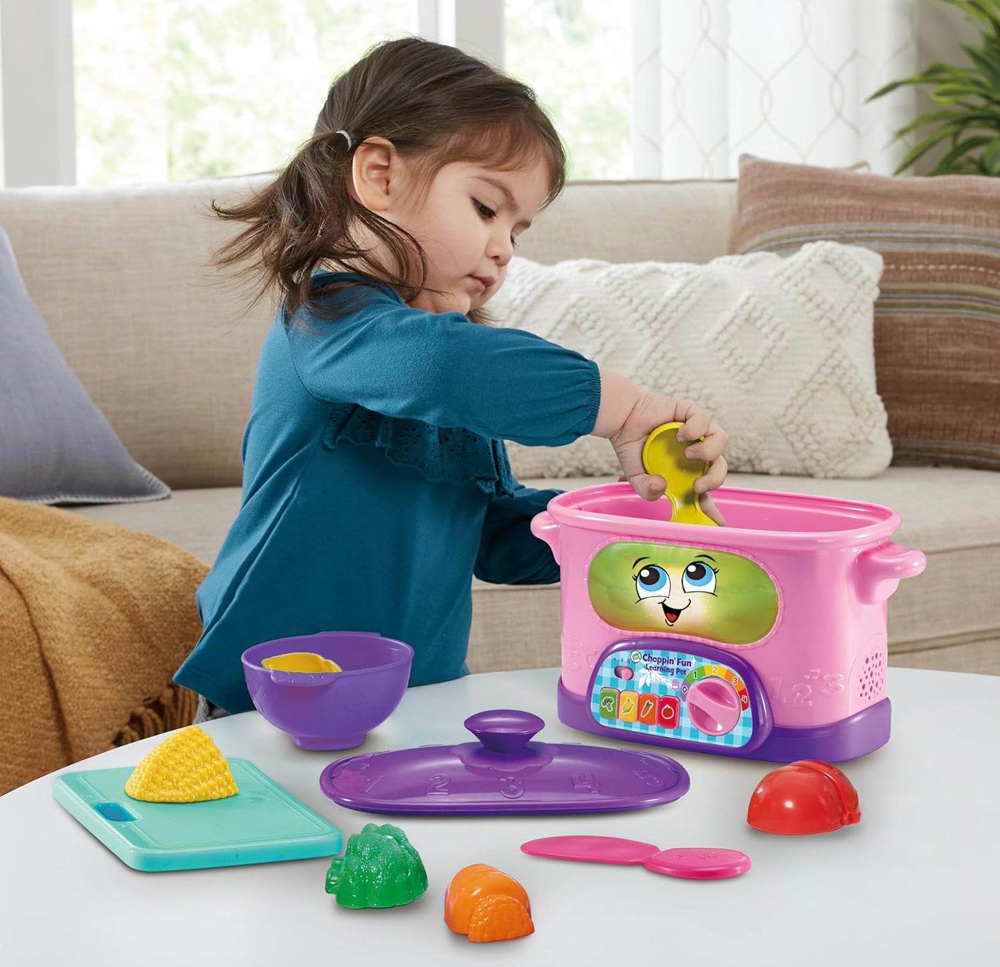 LeapFrog Choppin' Fun Learning Pot, rosa, brinquedo de cozinha Roleplay para crianças, brinquedo de aprendizagem interativo para brincar de fingir com nomes de alimentos, receitas e cores, presente por mais de 12 meses