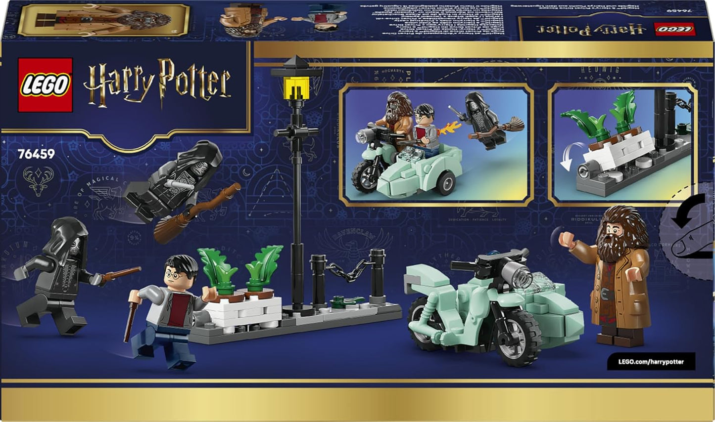 LEGO Harry Potter: A Fuga de Harry e Hagrid pela Rua dos Alfeneiros - Moto de Brinquedo com 4 Minifiguras, incluindo 2 Comensais da Morte, e uma Cena de Rua - Presente para Meninas, Meninos e Fãs a partir de 8 Anos - 76459