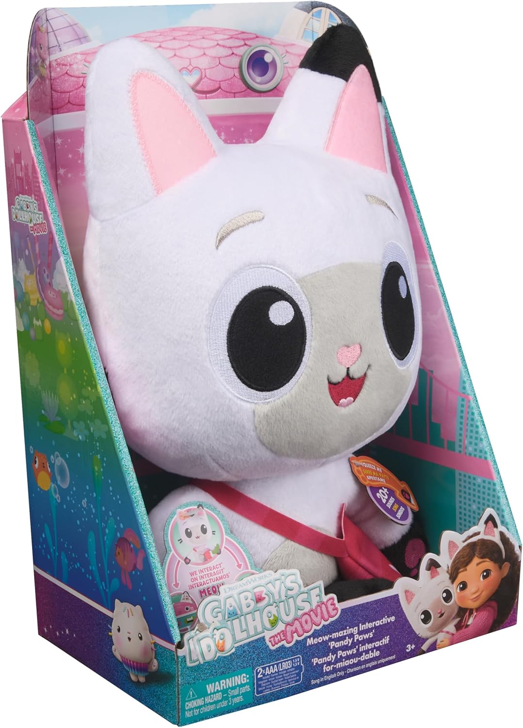 Gabby's Dollhouse: O Filme, Incrível Brinquedo de Pelúcia Interativo Pandy Paws com 3 Acessórios e Bolsa Removível, Brinquedo Infantil para Meninas e Meninos a partir de 3 Anos