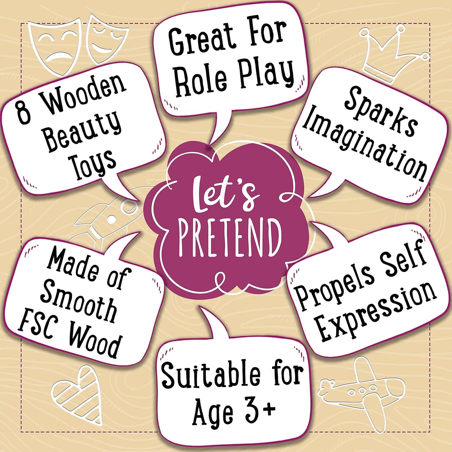 Jaques of London Conjunto de maquiagem | Brincadeira de faz de conta | Conjunto de maquiagem de madeira para crianças | Brinquedos para meninas de 3 anos | Desde 1795