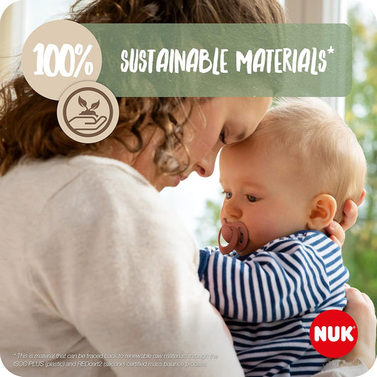 NUK Chupeta de bebê for Nature | 6 a 18 meses | Chupetas de silicone sustentáveis | Feito com matérias-primas 100% naturais | Creme | 2 contagem