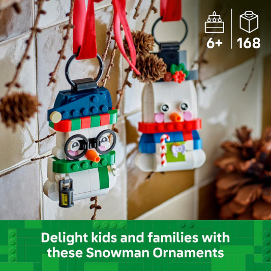 LEGO Enfeites de Boneco de Neve 40812 | Brinquedos para meninas e meninos a partir de 6 anos, kit de artesanato, 2 figuras e acessórios, decorações para pendurar na árvore, presente de Natal