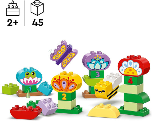 LEGO DUPLO Brinquedo criativo de empilhamento de flores e jardim, conjunto Montessori inspira brincadeiras imaginativas para crianças, meninos e meninas de 2 anos ou mais