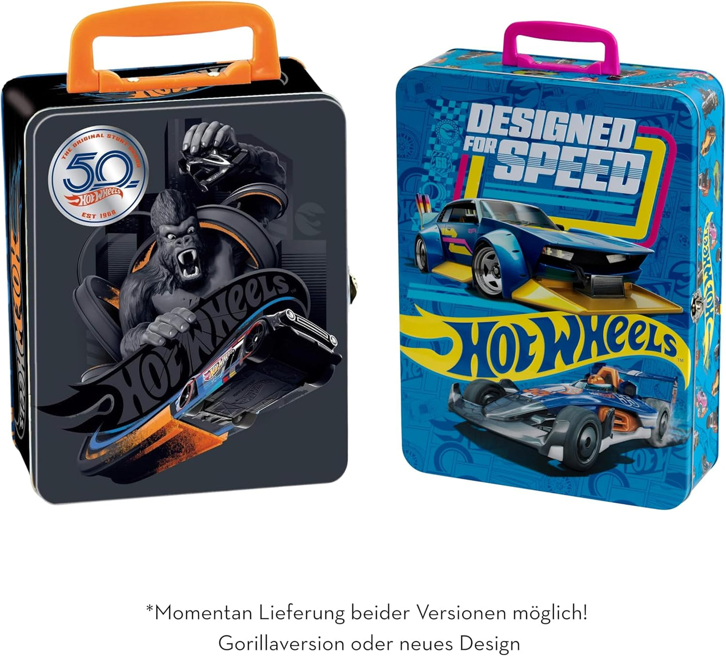 Theo Klein Estojo de armazenamento 2881 Hot Wheels | Maleta de metal para até 50 carrinhos | Compartimentos práticos | Dimensões: 37,5 cm x 26 cm x 8,5 cm | Brinquedo para crianças a partir de 3 anos | Multicolorido