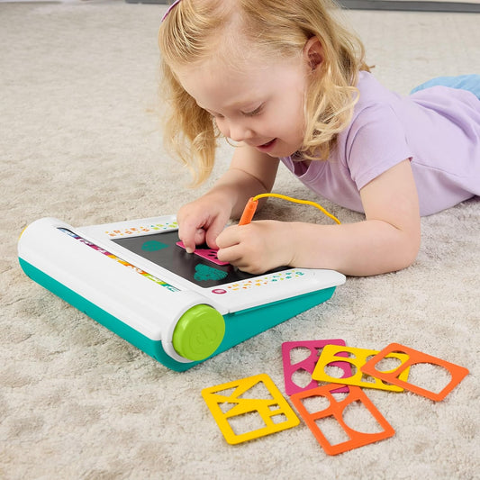 Fisher-Price Brinquedo Pré-escolar Mesa de Aprendizagem e Desenho: Tablet para Escrever e Desenhar sem Sujeira com Tela LCD para Viagens e Brincadeiras Criativas para Crianças a partir de 3 Anos, JDL70