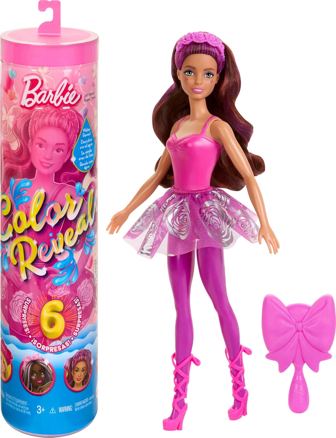 Barbie Boneca Color Reveal e acessórios, série Ballerina, surpresas