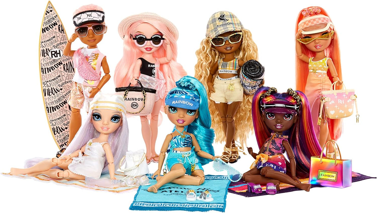 Rainbow High Costa do Pacífico - PHAEDRA WESTWARD - Boneca da moda Sunset com roupa, pernas intercambiáveis e expositor - Inclui toalha, sacola e muito mais - Presente e colecionável para crianças de 6 anos ou mais, 578369