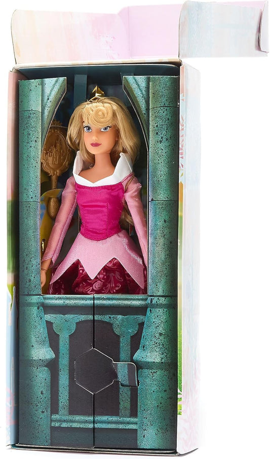 Disney Store Oficial Aurora Classic Doll, Bela Adormecida, 29cm/11”, Boneca Princesa Disney Totalmente Articulável em um Elegante Vestido Rosa, Inclui Brinquedo