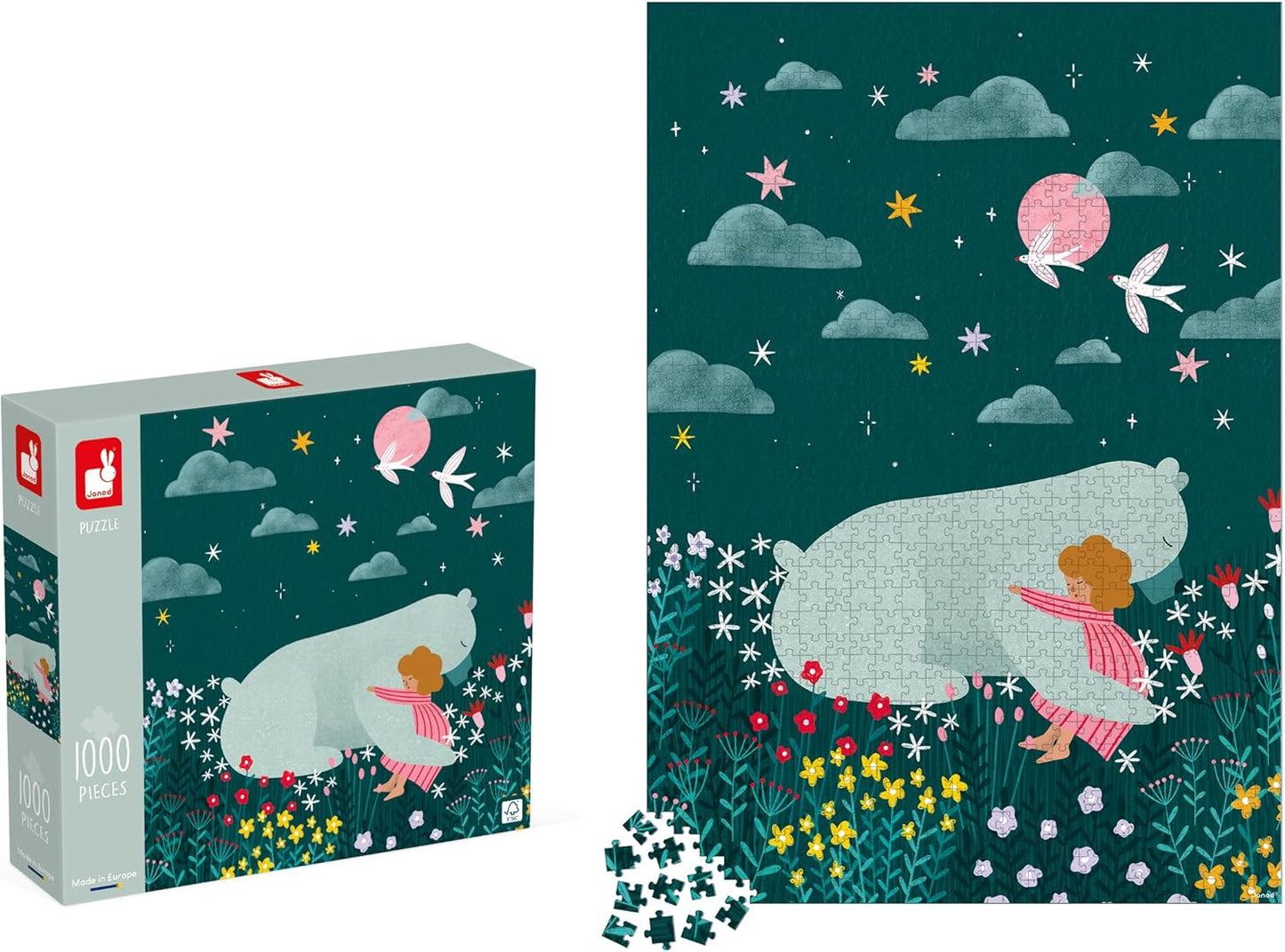 Janod - Quebra-cabeça de 1000 peças - Amizade - Adequado para adultos, adolescentes e crianças - Desenvolve paciência e destreza - Fabricado na Europa e certificado pelo FSC - 10 anos +,
