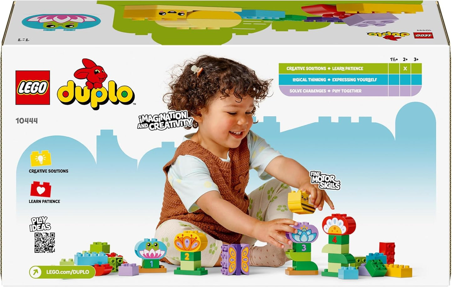 LEGO DUPLO Brinquedo criativo de empilhamento de flores e jardim, conjunto Montessori inspira brincadeiras imaginativas para crianças, meninos e meninas de 2 anos ou mais